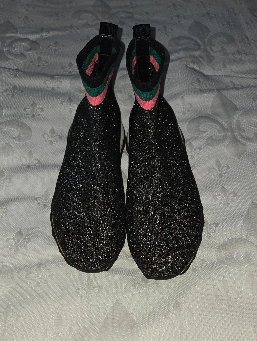Loeffler Randall Scott Glitter Slip-On Knit Sock Sneaker